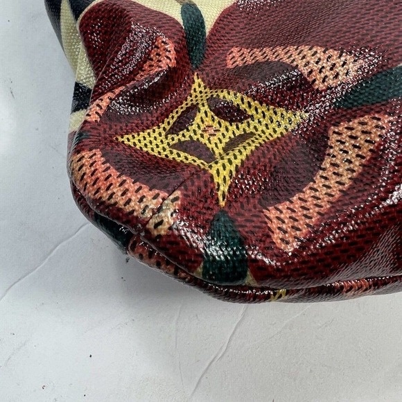 FOSSIL Key Per Coated Canvas Floral Crossbody Bag Red Yellow Turnlock - Picture 7 of 13